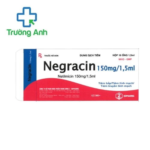 Negracin 150mg/1,5ml Dopharma - Điều trị các bệnh nhiễm khuẩn nặng